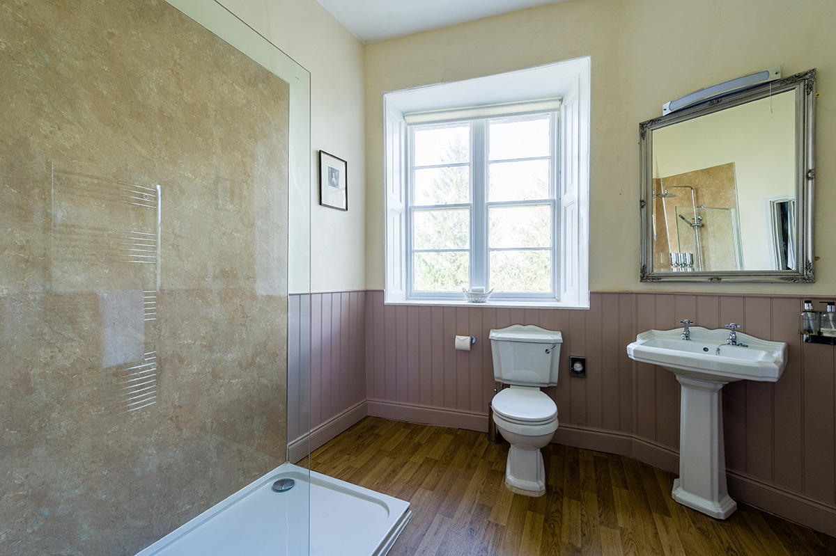 Large stylish bathroom in Appleby Castle in Cumbria