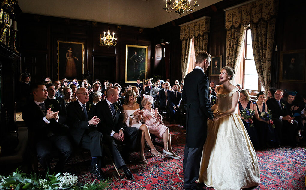 Bride, groom and family enjoy their wedding at Appleby Castle in Cumbria